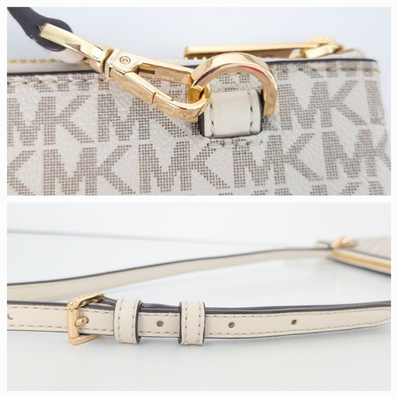 Michael Kors Cream White Pebble Coated Leather Jet Set Crossbody Handbag w COA - Picture 7 of 9